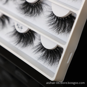Aisi Hair Wholesale 27 mm 3D 5D Eyelashes With Customized Package Long Fluffy Thick Mink Fur False Eye Lash Vendor